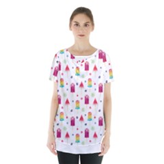 Popsicle Juice Watercolor With Fruit Berries And Cherries Summer Pattern Skirt Hem Sports Top by genx