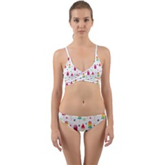 Popsicle Juice Watercolor With Fruit Berries And Cherries Summer Pattern Wrap Around Bikini Set by genx