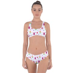 Popsicle Juice Watercolor With Fruit Berries And Cherries Summer Pattern Criss Cross Bikini Set by genx