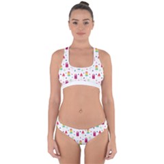 Popsicle Juice Watercolor With Fruit Berries And Cherries Summer Pattern Cross Back Hipster Bikini Set by genx