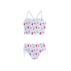 Popsicle Juice Watercolor With Fruit Berries And Cherries Summer Pattern Girls  Tankini Swimsuit by genx