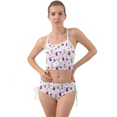 Popsicle Juice Watercolor With Fruit Berries And Cherries Summer Pattern Mini Tank Bikini Set by genx