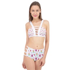 Popsicle Juice Watercolor With Fruit Berries And Cherries Summer Pattern Cage Up Bikini Set by genx