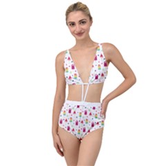 Popsicle Juice Watercolor With Fruit Berries And Cherries Summer Pattern Tied Up Two Piece Swimsuit by genx