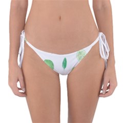 Lemon And Limes Yellow Green Watercolor Fruits With Citrus Leaves Pattern Reversible Bikini Bottom by genx