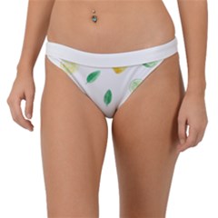 Lemon And Limes Yellow Green Watercolor Fruits With Citrus Leaves Pattern Band Bikini Bottom by genx