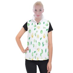 Lemon And Limes Yellow Green Watercolor Fruits With Citrus Leaves Pattern Women s Button Up Vest by genx