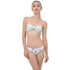 Lemon And Limes Yellow Green Watercolor Fruits With Citrus Leaves Pattern Classic Bandeau Bikini Set by genx