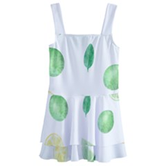 Lemon And Limes Yellow Green Watercolor Fruits With Citrus Leaves Pattern Kids  Layered Skirt Swimsuit by genx