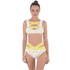Yellow Banana And Peels Pattern With Polygon Retro Style Bandaged Up Bikini Set  by genx