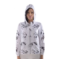 Pigs Handrawn Black And White Square13k Black Pattern Skull Bats Vintage K Women s Hooded Windbreaker by genx