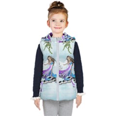 Cute Fairy Dancing On A Piano Kids  Hooded Puffer Vest by FantasyWorld7