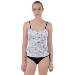 Birds Hand Drawn Outline Black And White Vintage Ink Sweetheart Tankini Set by genx