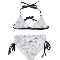 Birds Hand Drawn Outline Black And White Vintage Ink Kids  Classic Bikini Set by genx