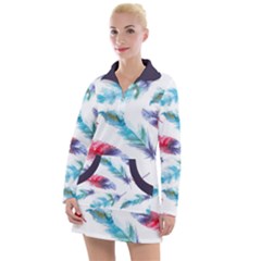 Feathers Boho Style Purple Red And Blue Watercolor Women s Hoodie Dress by genx