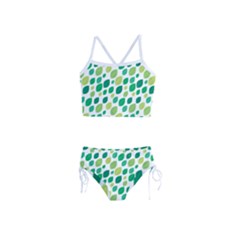 Leaves Green Modern Pattern Naive Retro Leaf Organic Girls  Tankini Swimsuit by genx