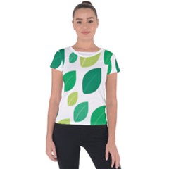 Leaves Green Modern Pattern Naive Retro Leaf Organic Short Sleeve Sports Top  by genx