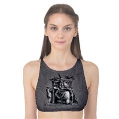 Odin On His Throne With Ravens Wolf On Black Stone Texture Tank Bikini Top by snek