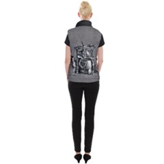 Odin On His Throne With Ravens Wolf On Black Stone Texture Women s Button Up Vest by snek