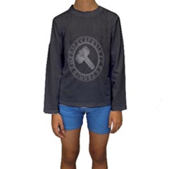 Thor Hammer With Runes Valhalla Tristella Viking Norse Mythology Mjolnir  Kids  Long Sleeve Swimwear by snek