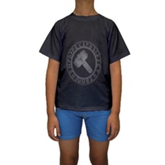 Thor Hammer With Runes Valhalla Tristella Viking Norse Mythology Mjolnir  Kids  Short Sleeve Swimwear by snek