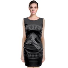 Thor Hammer With Runes Valhalla Tristella Viking Norse Mythology Mjolnir  Sleeveless Velvet Midi Dress by snek