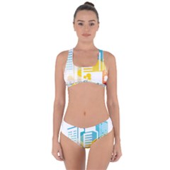 Silhouette Cityscape Building Icon Color City Criss Cross Bikini Set