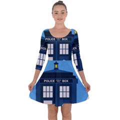 Doctor Who Tardis Quarter Sleeve Skater Dress by Sudhe