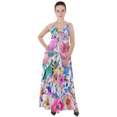 Lovely Pinky Floral Empire Waist Velour Maxi Dress by wowclothings