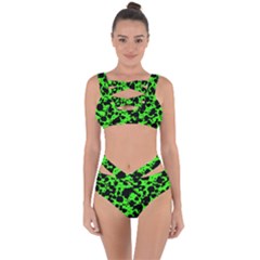 Black And Green Leopard Style Paint Splash Funny Pattern Bandaged Up Bikini Set  by yoursparklingshop