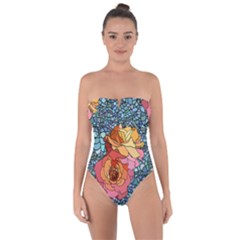 Pattern Rose Yellow Background Tie Back One Piece Swimsuit