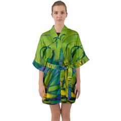 Abstract Pattern Lines Wave Quarter Sleeve Kimono Robe by HermanTelo