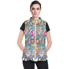 Anthropomorphic Flower Floral Plant Women s Puffer Vest by HermanTelo