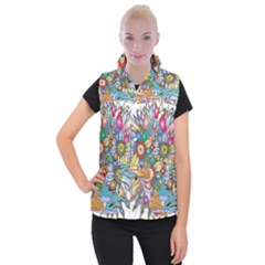 Anthropomorphic Flower Floral Plant Women s Button Up Vest by HermanTelo