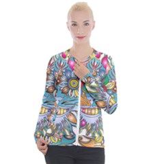 Anthropomorphic Flower Floral Plant Casual Zip Up Jacket by HermanTelo