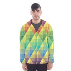 Background Colorful Geometric Triangle Men s Hooded Windbreaker by HermanTelo