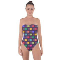 Background Colorful Geometric Tie Back One Piece Swimsuit by HermanTelo