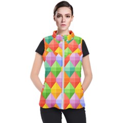 Background Colorful Geometric Triangle Rainbow Women s Puffer Vest