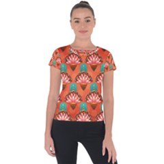 Background Floral Pattern Red Short Sleeve Sports Top 