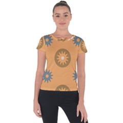 Flowers Screws Rounds Circle Short Sleeve Sports Top 