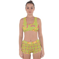 Dragonfly Sun Flower Seamlessly Racerback Boyleg Bikini Set by HermanTelo