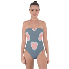Hearts Love Blue Pink Green Tie Back One Piece Swimsuit by HermanTelo