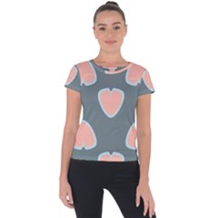 Hearts Love Blue Pink Green Short Sleeve Sports Top  by HermanTelo