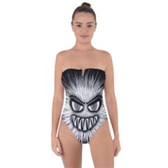 Monster Black White Eyes Tie Back One Piece Swimsuit by HermanTelo
