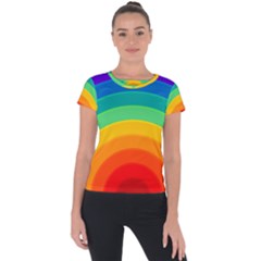 Rainbow Background Colorful Short Sleeve Sports Top 