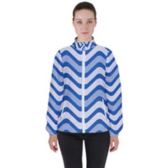 Waves Wavy Lines Women s High Neck Windbreaker