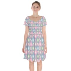 Seamless Pattern Pastels Background Short Sleeve Bardot Dress by HermanTelo