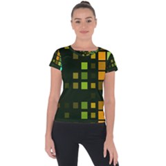Abstract Plaid Short Sleeve Sports Top 