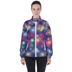 Abstract Background Graphic Space Women s High Neck Windbreaker