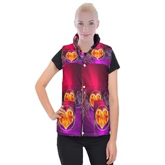 Flame Heart Smoke Love Fire Women s Button Up Vest by HermanTelo